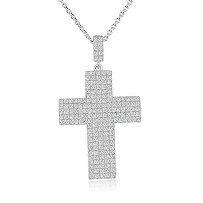 Dazzlers Sterling Silver Rhodium Plated and micro-pave CZ Necklace, MPN: DYN-703