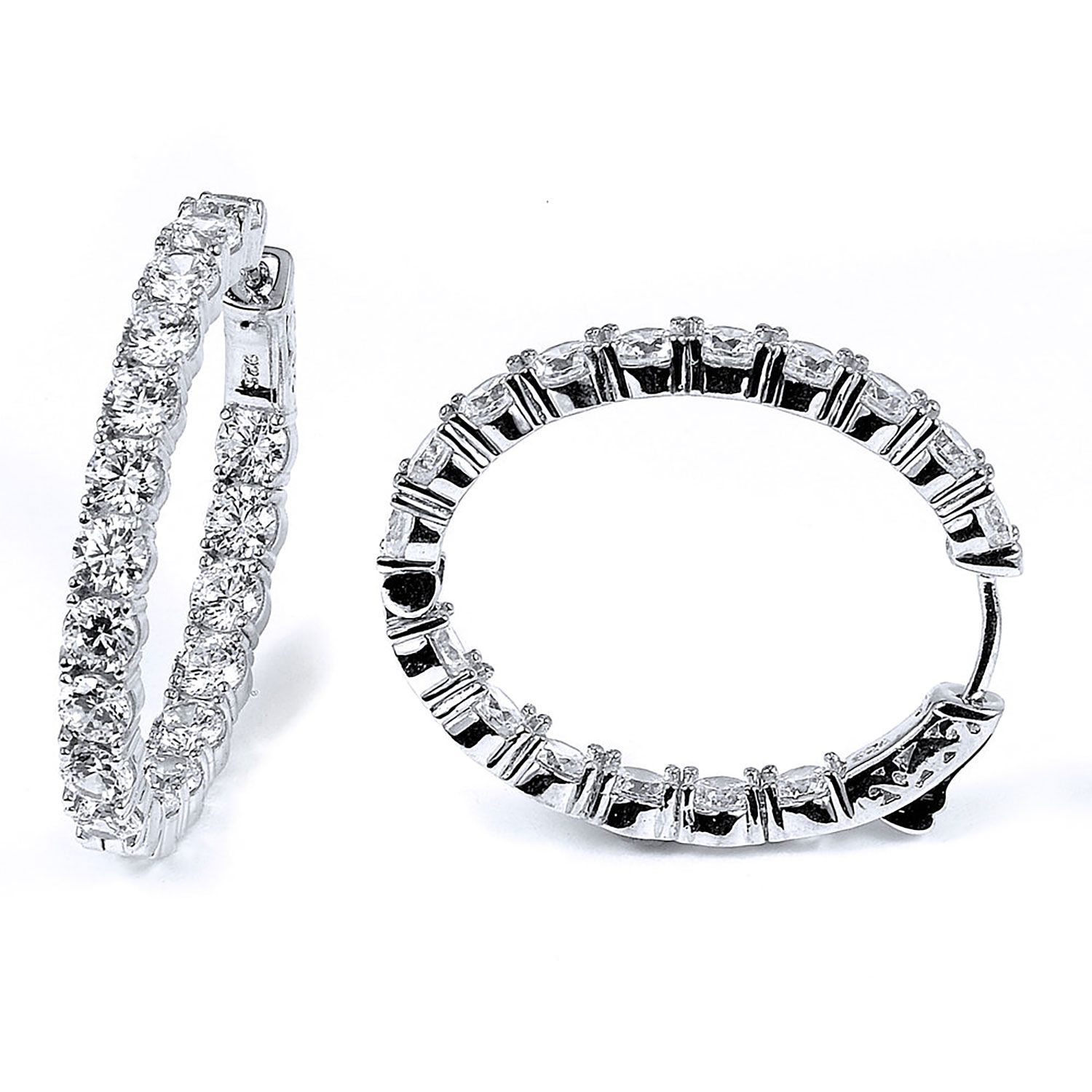 Dazzlers Sterling Silver Rhodium Plated with CZ Hoop Earrings, MPN: DCE-434