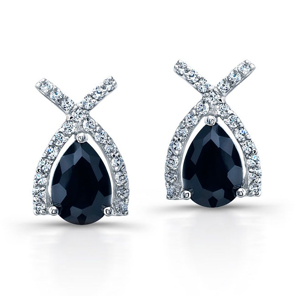 Dazzlers Sterling Silver Rhodium Plated with Black CZ Earrings, MPN: DBE3388