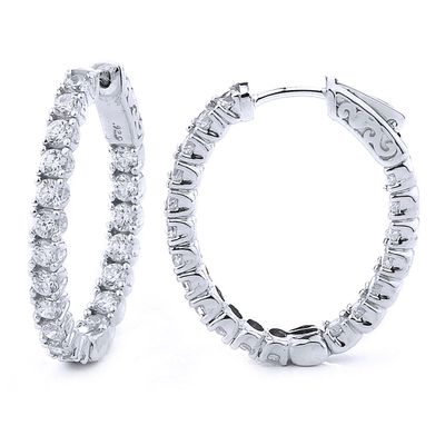 Dazzlers Sterling Silver Rhodium Plated and CZ Oval Hoop Earrings, MPN: DCE-388