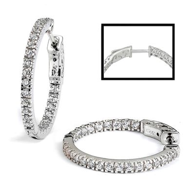 Dazzlers Sterling Silver Rhodium Plated and CZ Hoop Earrings, MPN: DCE-38