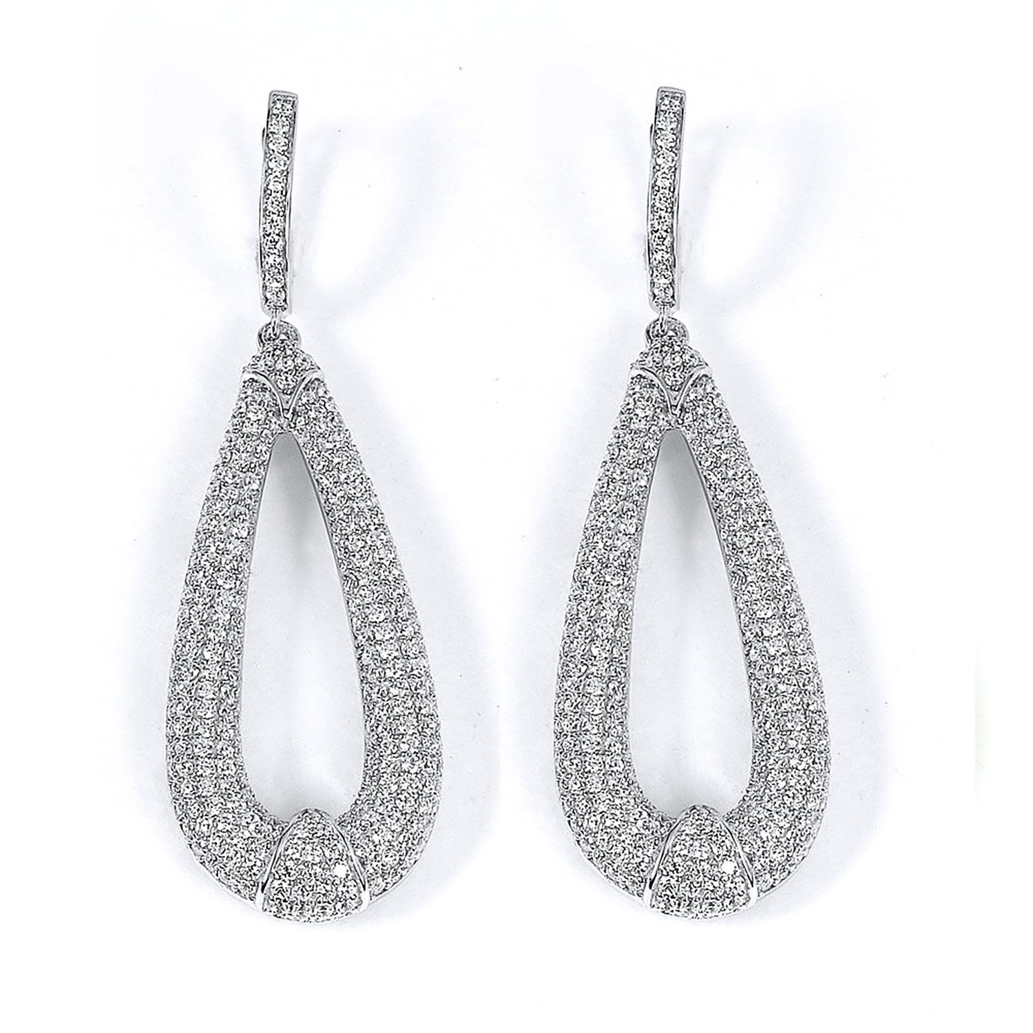 Dazzlers Sterling Silver Rhodium Plated and micro-pave CZ Teardrop Dangle Earrings, MPN: DCE-421