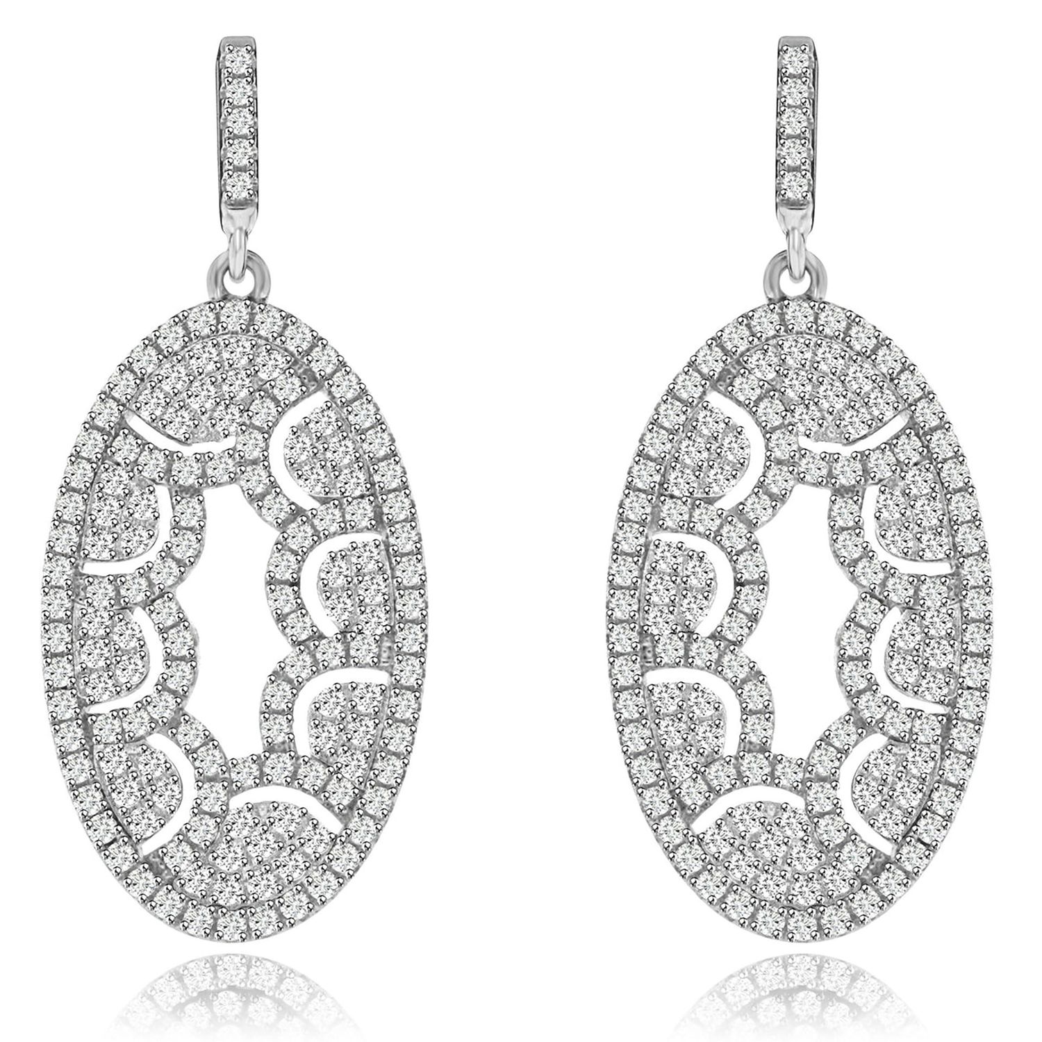Dazzlers Sterling Silver Rhodium Plated and CZ Dangle Earrings, MPN: DYE-745