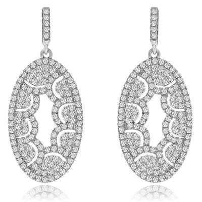 Dazzlers Sterling Silver Rhodium Plated and CZ Dangle Earrings, MPN: DYE-745