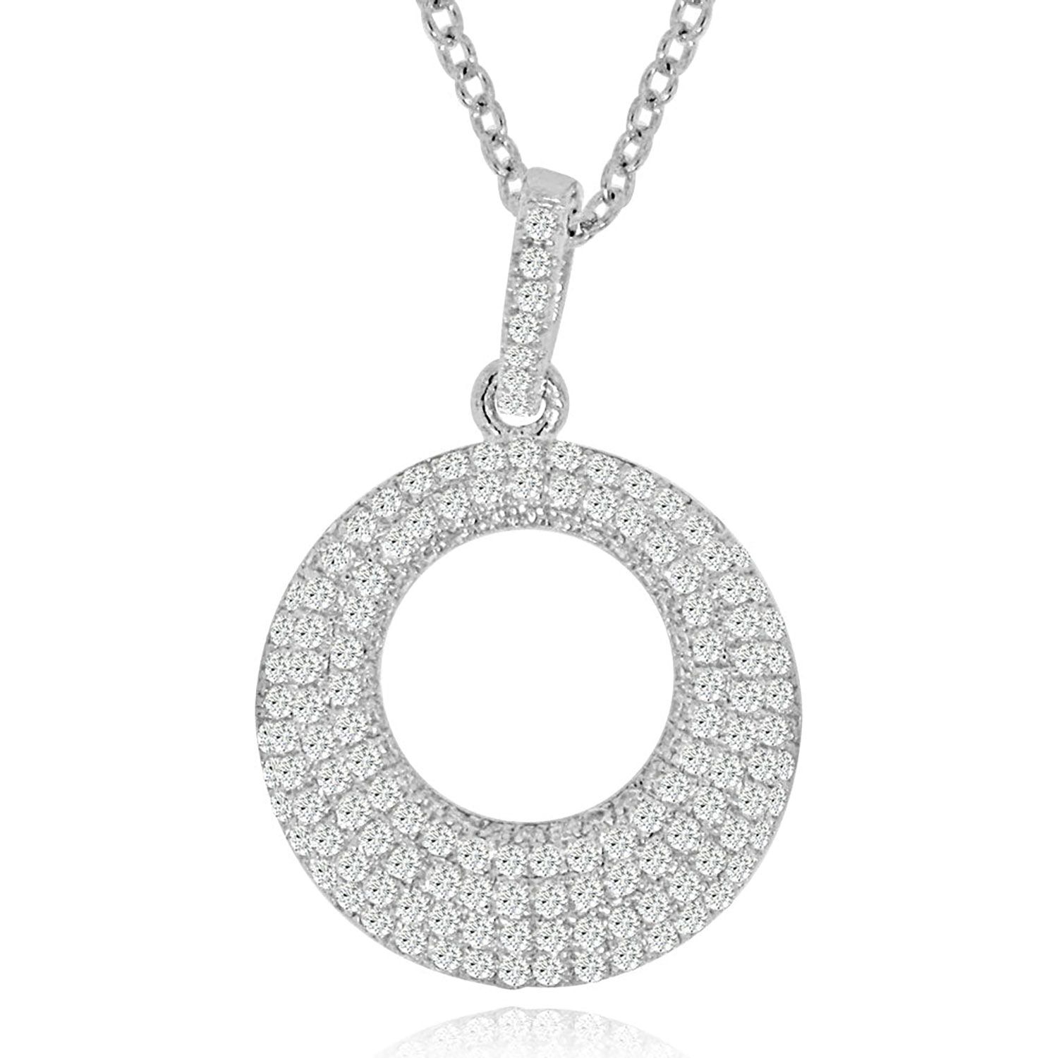 Dazzlers Sterling Siler Rhodium Plated and CZ Round Necklace, MPN: DYN-749