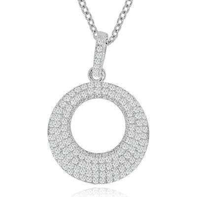 Dazzlers Sterling Siler Rhodium Plated and CZ Round Necklace, MPN: DYN-749