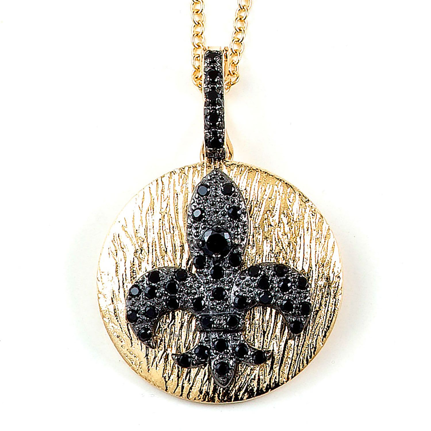 Dazzlers Sterling Silver Black Rhodium Plated and CZ Fleur De Lis Necklace, MPN: DBN11306B