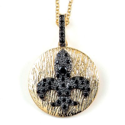 Dazzlers Sterling Silver Black Rhodium Plated and CZ Fleur De Lis Necklace, MPN: DBN11306B