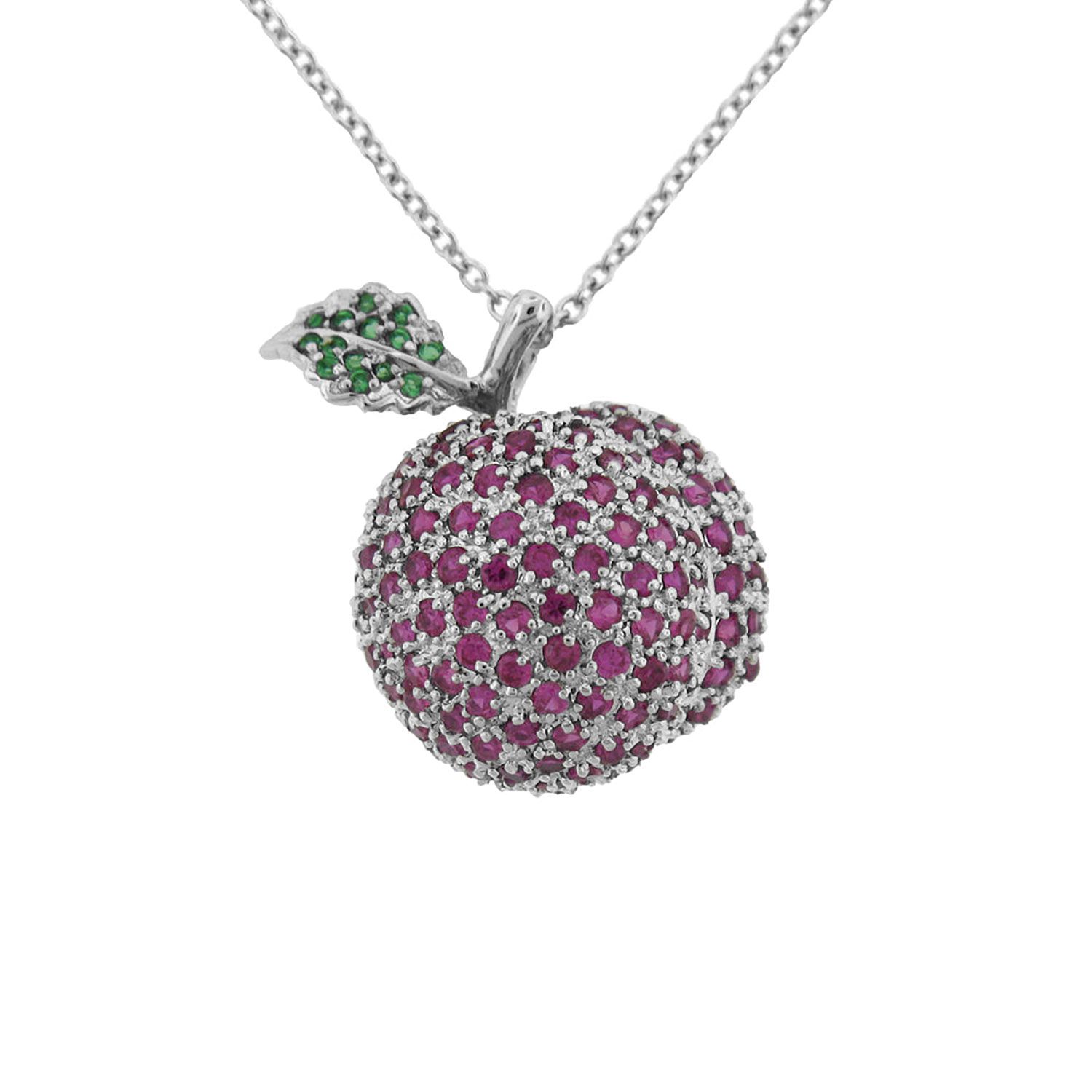 Dazzlers Sterling Silver Rhodium Plated and CZ Cherry Necklace, MPN: DBN3931