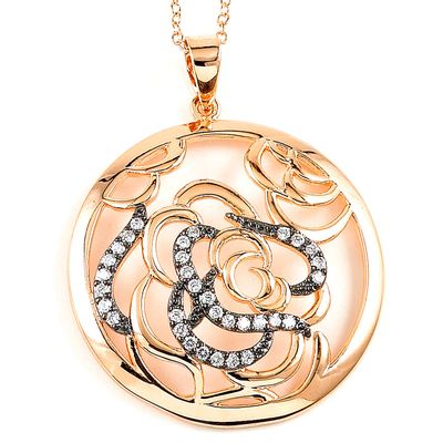 Dazzlers Sterling Silver Rose Gold Plated and CZ Rose Necklace, MPN: DBN493R