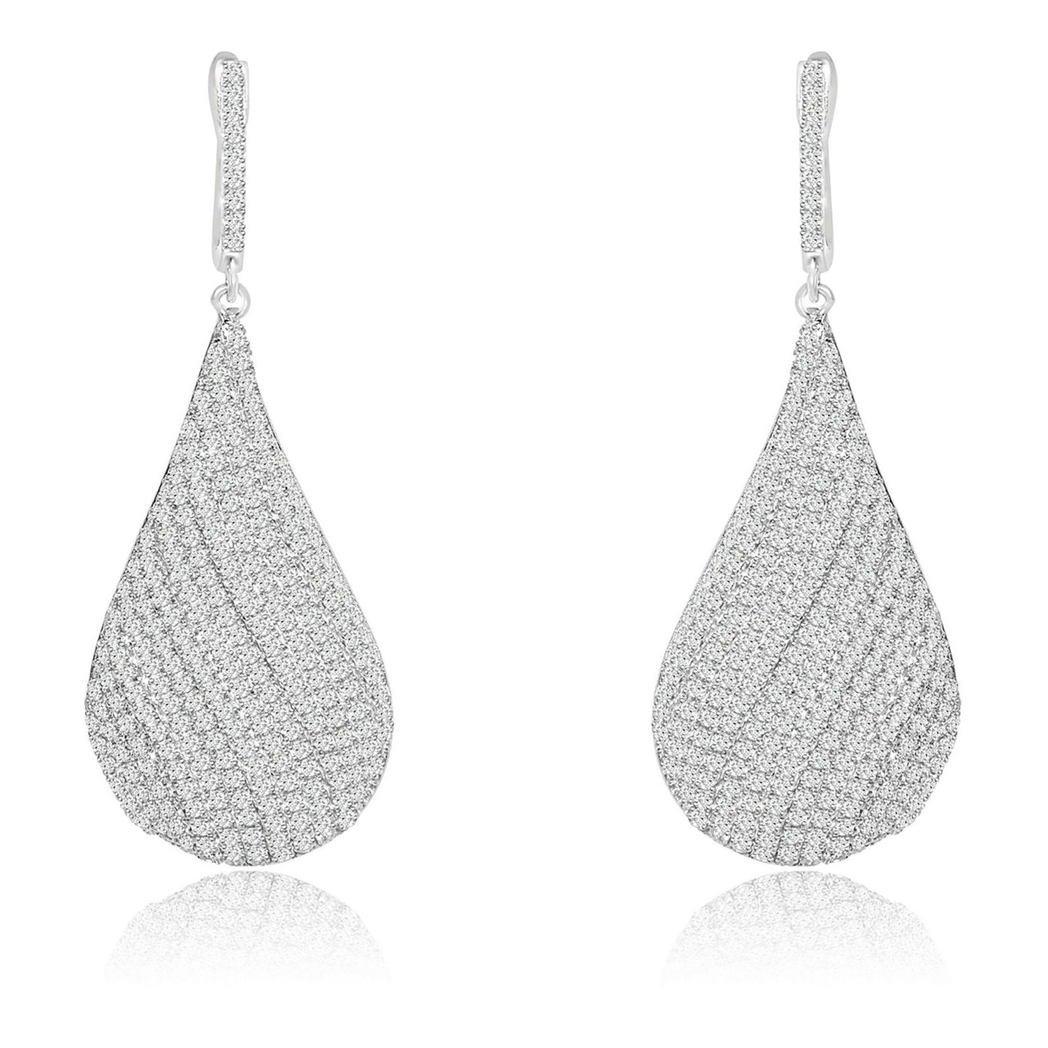 Dazzlers Sterling Silver Rhodium Plated and micro-pave CZ Chandellier Earrings, MPN: DYE-729