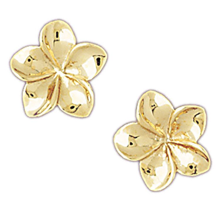 Dazzlers 14k Yellow Gold Plumeria Stud Earrings, MPN: DZ-12088