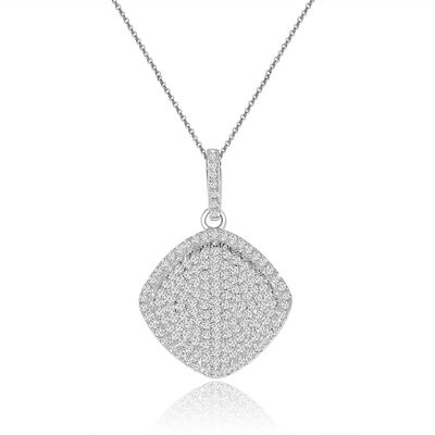 Dazzlers Sterling Silver Rhodium Plated and micro-pave Cushion CZ Necklace, MPN: DYN-718