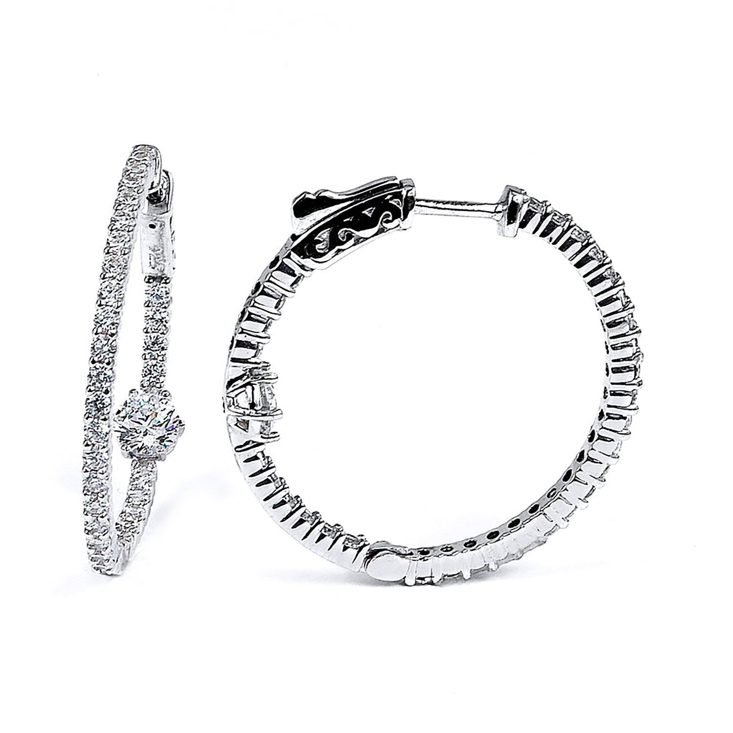 Dazzlers Sterling Silver Rhodium Plated with CZ Hoop Earrings, MPN: DCE-439