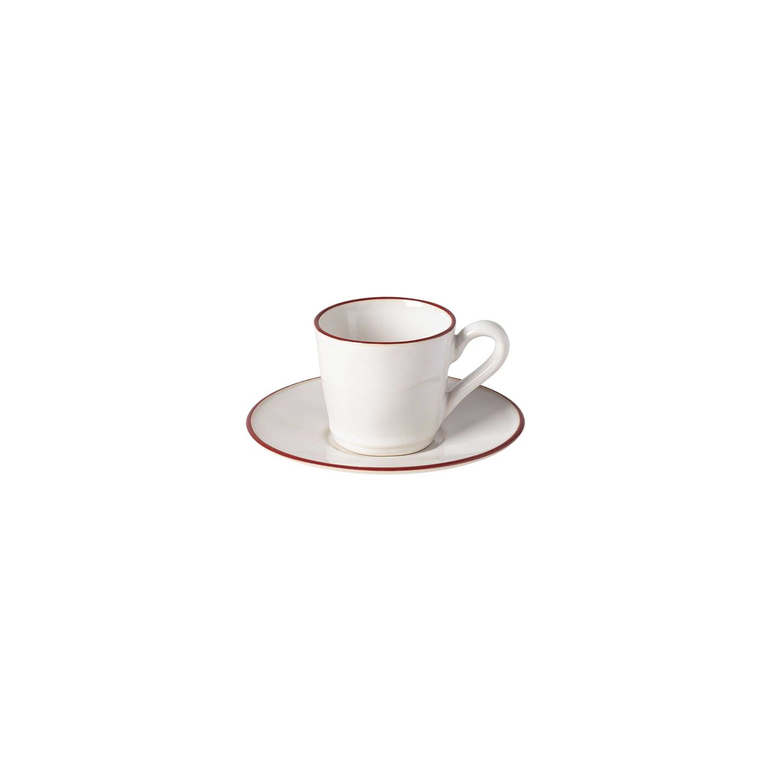 Costa Nova Beja White &amp; Red Coffee Cup and Saucer ATCS02-RED, 5606739956257