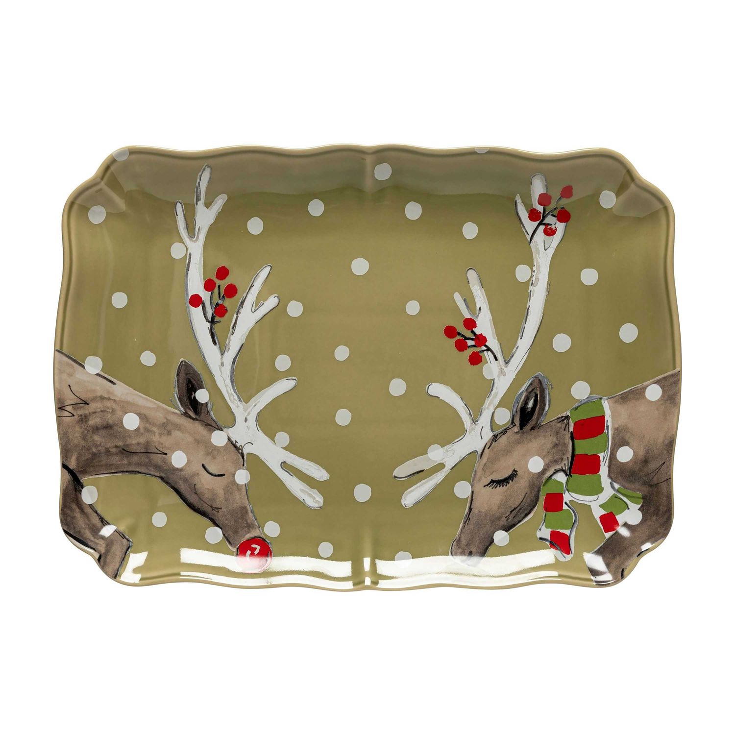 Casafina Deer Friends Green Rectangular Platter DF620-GRN, 840289015438