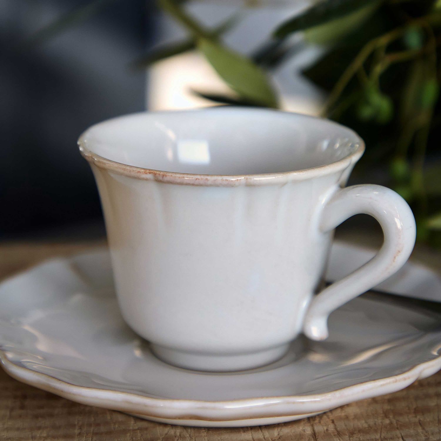 Costa Nova Alentejo White Coffee Cup and Saucer TCS02-WHT, 5606739930592