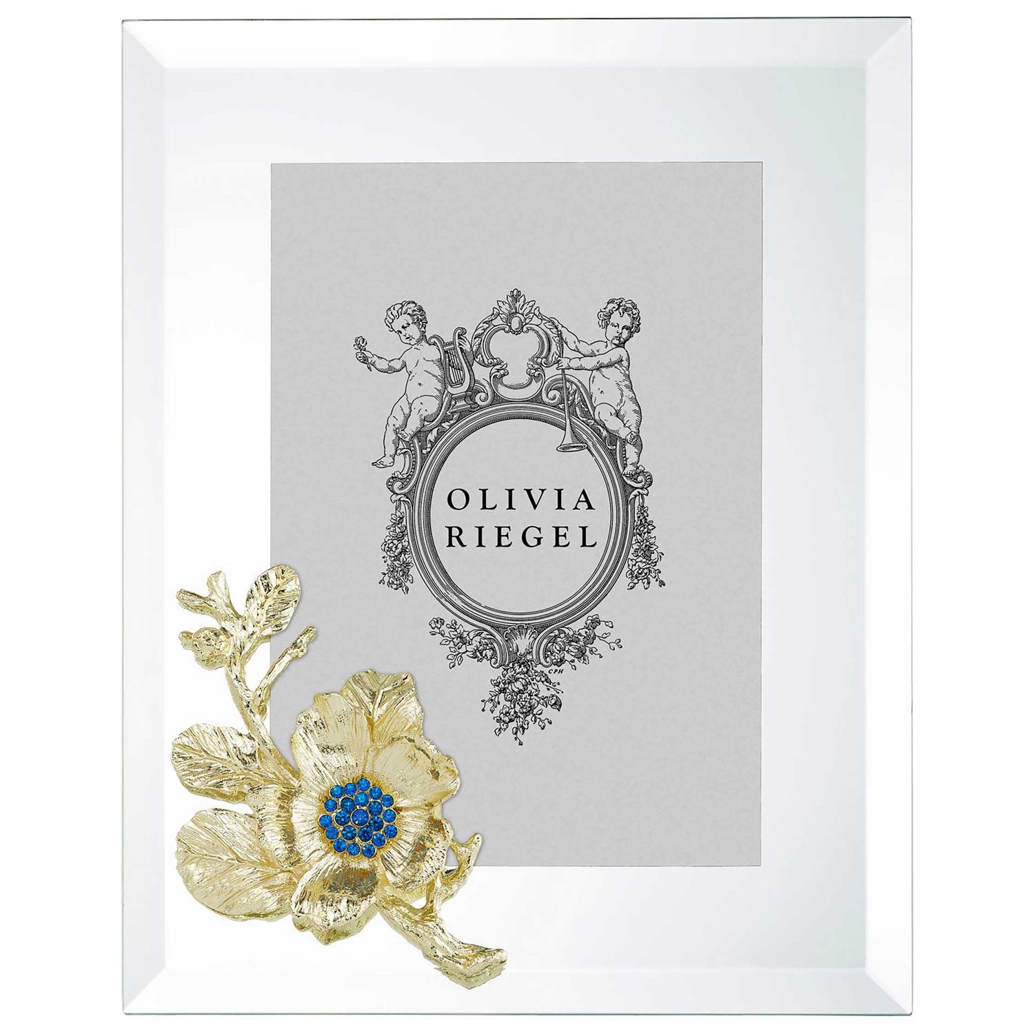 Olivia Riegel Gold Botanica 5 x 7 Inch Picture Frame with Capri Blue Stones, MPN: BL0215