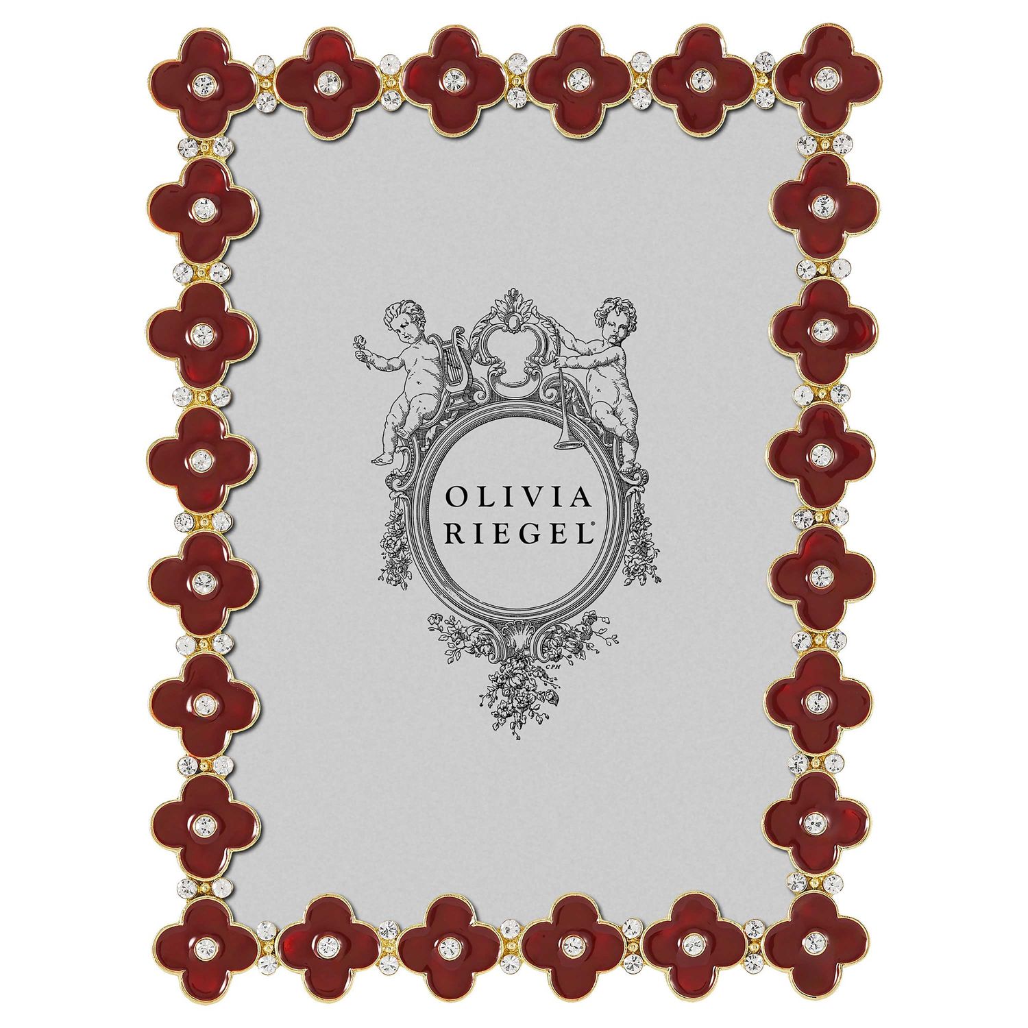 Olivia Riegel Gold Crimson Enamel Clover 5 x 7 Inch Picture Frame, MPN: RT2456