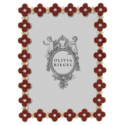 Olivia Riegel Gold Crimson Enamel Clover 5 x 7 Inch Picture Frame, MPN: RT2456