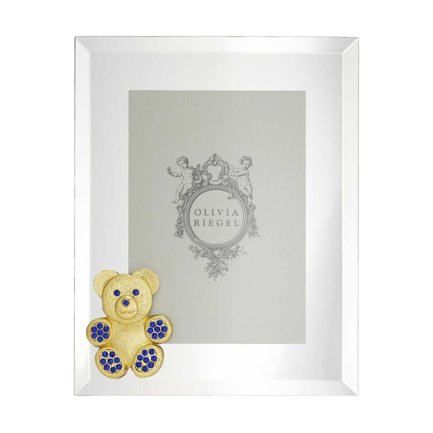 Olivia Riegel Gold Teddy Bear with Sapphire Crystals 5 x 7 Inch Picture Frame, MPN: RT4908