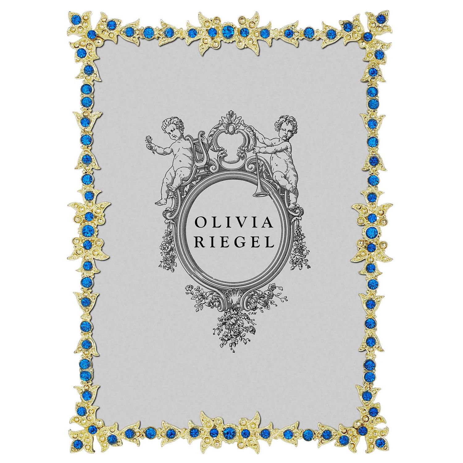 Olivia Riegel Gold Luxembourg 5 x 7 Inch Picture Frame with Capri Blue Stones, MPN: BL5213