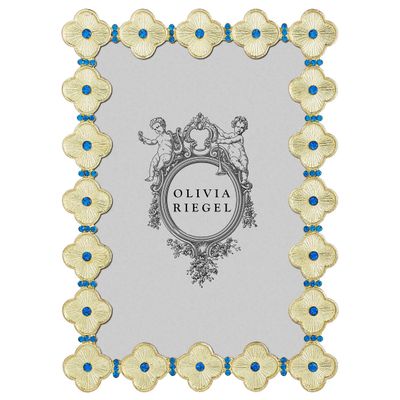 Olivia Riegel Gold Clover 4 x 6 Inch Picture Frame with Capri Blue Stones, MPN: BL2252