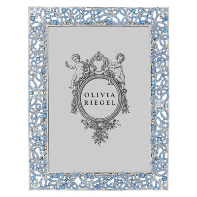 Olivia Riegel Silver Papillon with Sapphire Crystals 5 x 7 Inch Picture Frame, MPN: RT2416