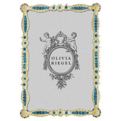 Olivia Riegel Gold Asbury 4 x 6 Inch Picture Frame with Capri Blue Stones, MPN: BL4641