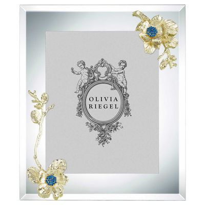 Olivia Riegel Gold Botanica 8 x 10 Inch Picture Frame with Capri Blue Stones, MPN: BL0216