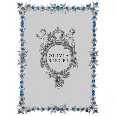 Olivia Riegel Silver Luxembourg 5 x 7 Inch Picture Frame with Capri Blue Stones, MPN: BL3213