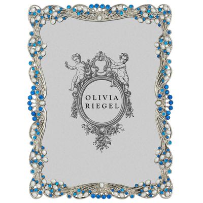 Olivia Riegel Silver Audrey 5 x 7 Inch Picture Frame with Capri Blue Stones &amp; White Freshwater Pear…