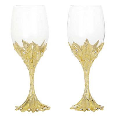 Olivia Riegel Gold Preen Wine Glass Set of 2, MPN: WG2030