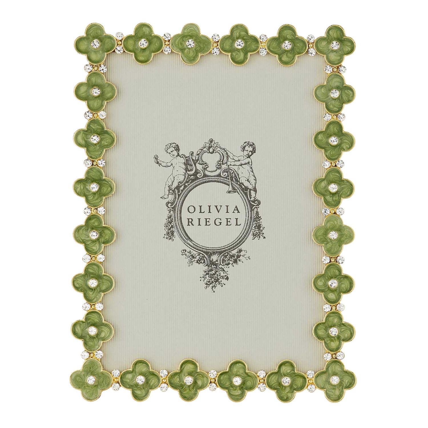 Olivia Riegel Gold Celadon Enamel Clover 5 x 7 Inch Picture Frame, MPN: RT5004