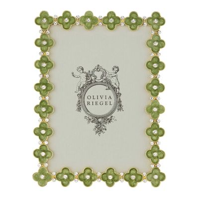 Olivia Riegel Gold Celadon Enamel Clover 5 x 7 Inch Picture Frame, MPN: RT5004
