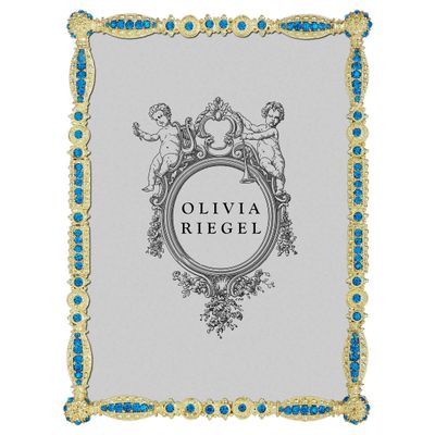 Olivia Riegel Gold Asbury 5 x 7 Inch Picture Frame with Capri Blue Stones, MPN: BL4642