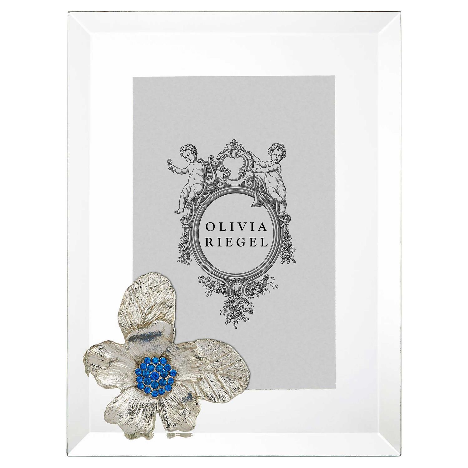 Olivia Riegel Silver Botanica 5 x 7 Inch Picture Frame with Capri Blue Stones, MPN: BL0182