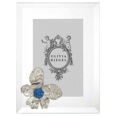 Olivia Riegel Silver Botanica 5 x 7 Inch Picture Frame with Capri Blue Stones, MPN: BL0182