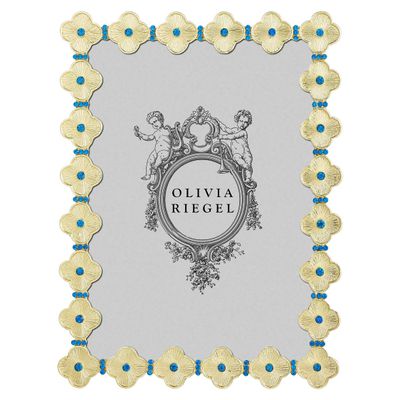 Olivia Riegel Gold Clover 5 x 7 Inch Picture Frame with Capri Blue Stones, MPN: BL2253