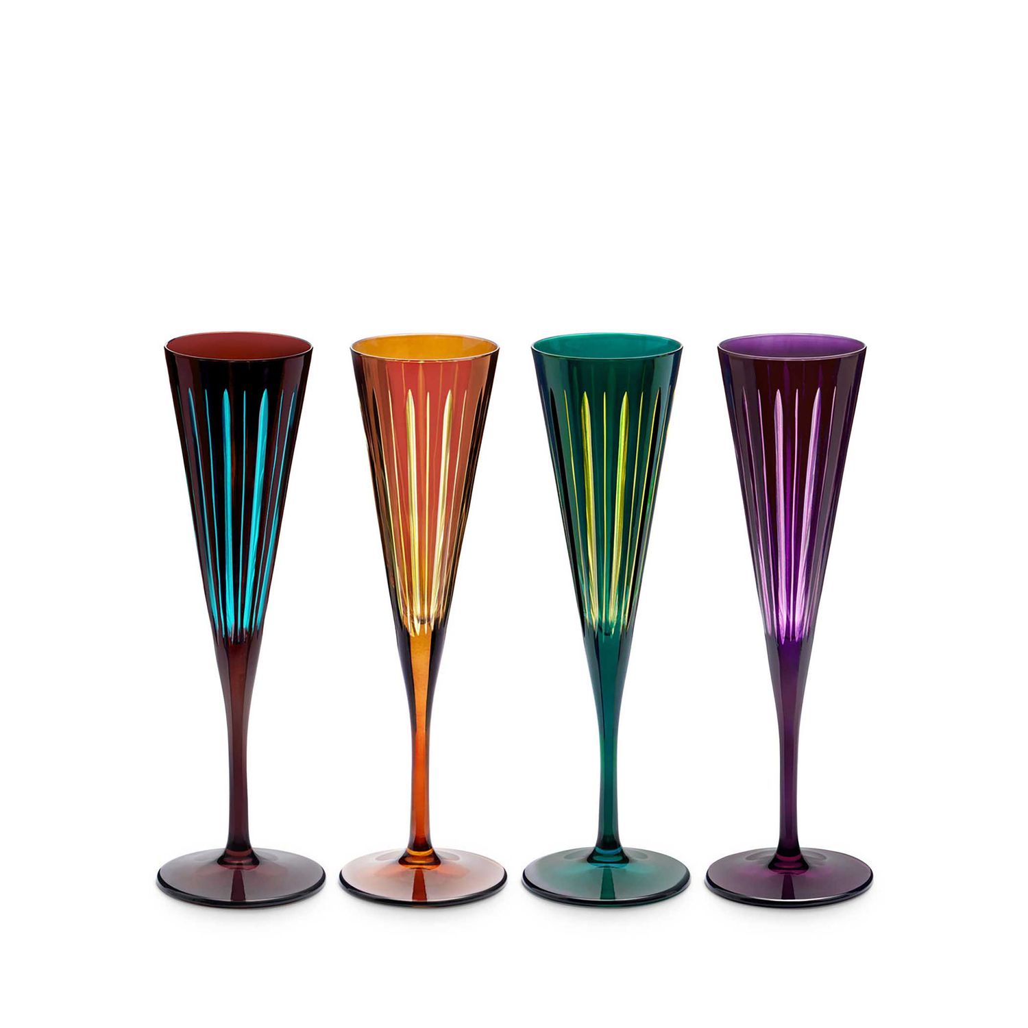 L'Objet Prism Champagne Flutes Assorted Set of 4 PS0040, 810009649571