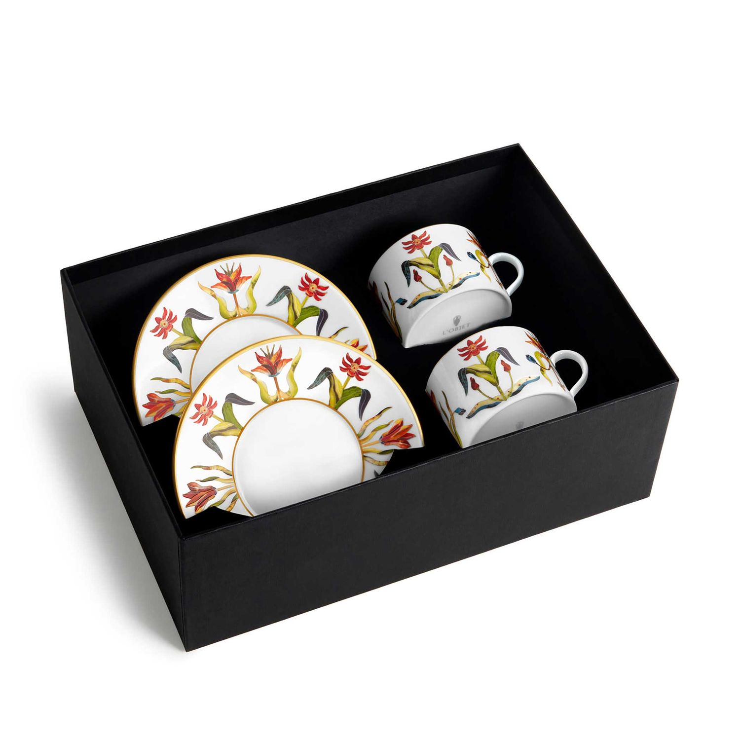 L'Objet Grand Tour Tea Cup Saucer Set of 2 GT153, 810188380227