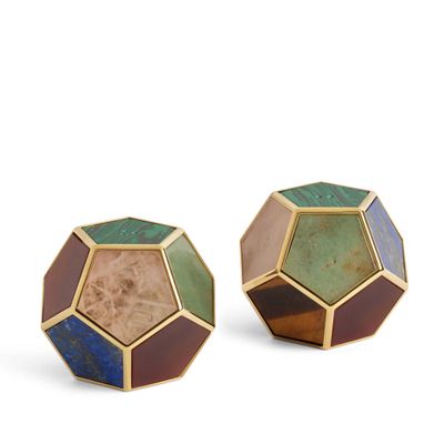 L'Objet Pentagon Spice Jewels Multistone 24k Gold Set of 2 SP4851, 810009648246