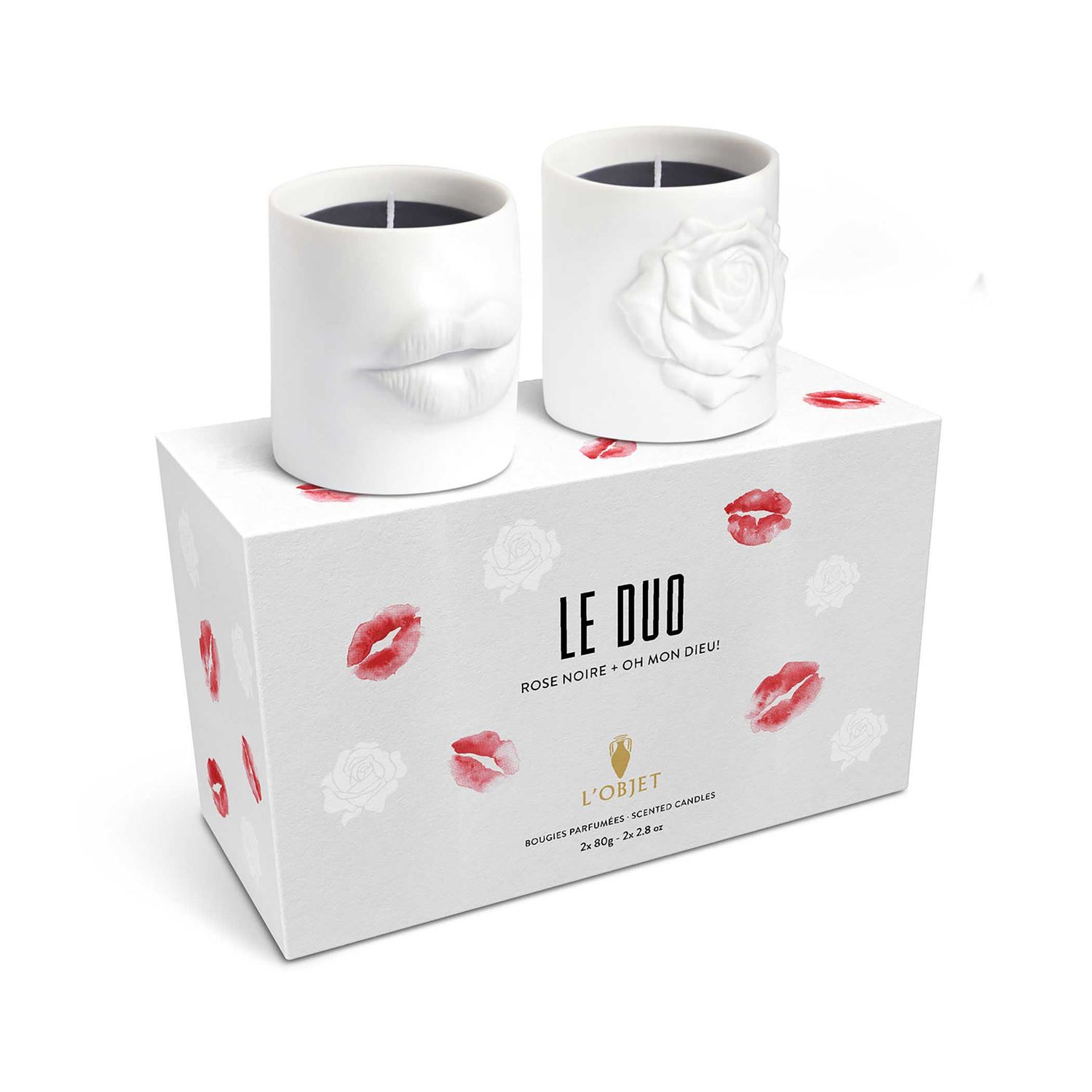 L'Objet Exclusive Le Duo Oh Mon Dieu! Rose Noire Candles Small Set of 2 C235GS, 810009648796