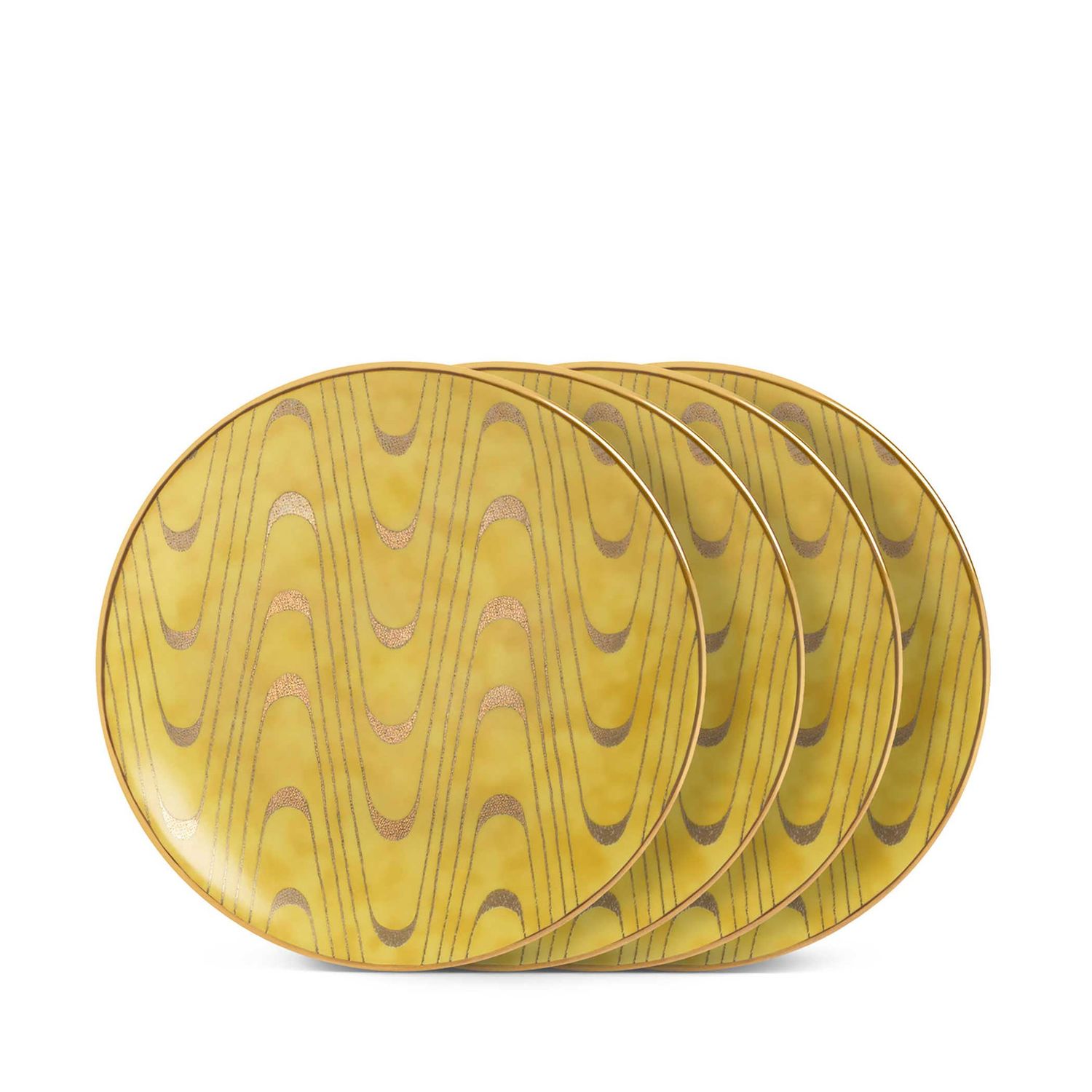 L'Objet Fortuny Apollo Yellow Canape Plates Set of 4 LPF102, 810009649380