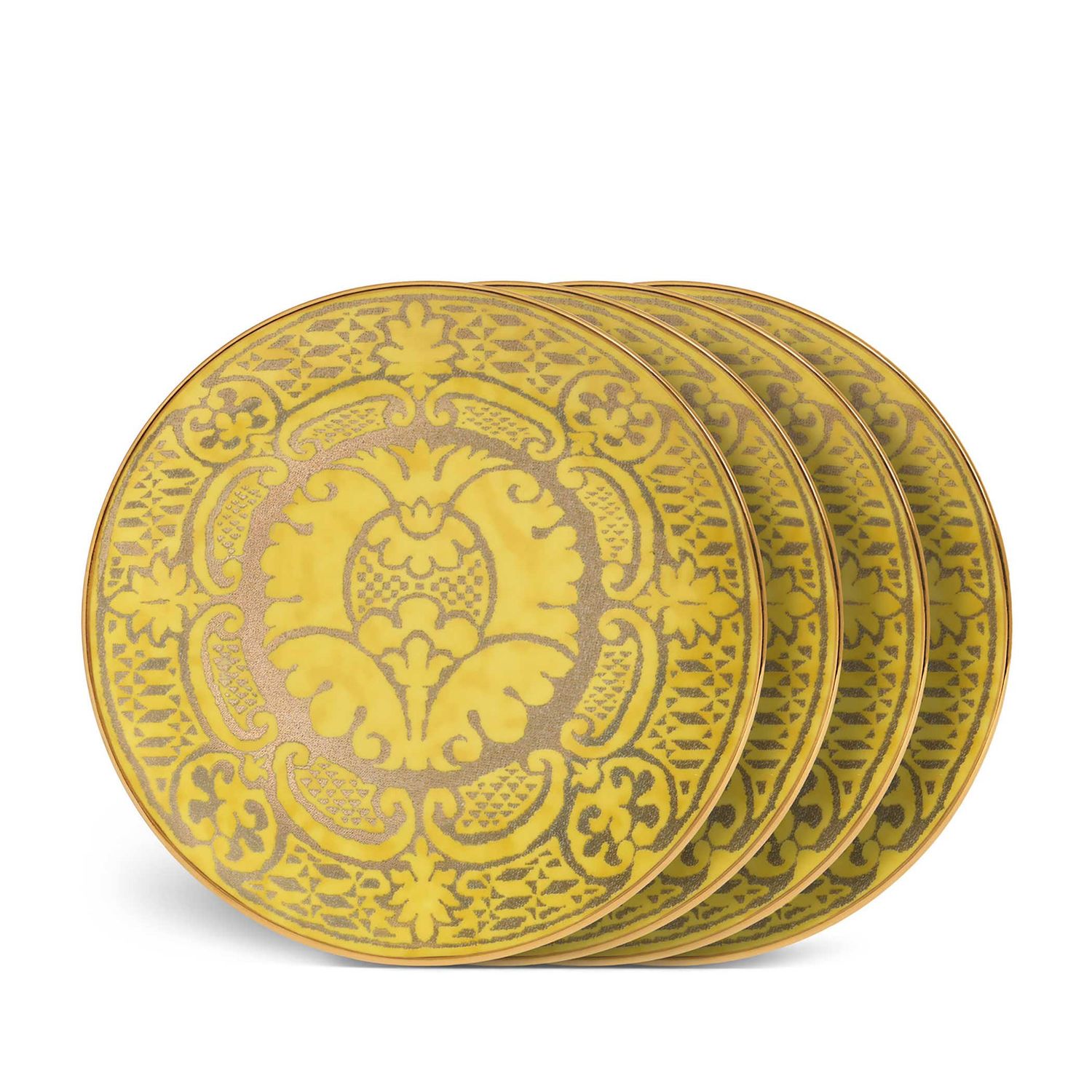 L'Objet Fortuny Orsini Yellow Dessert Plates Set of 4 LPF101, 810009649373