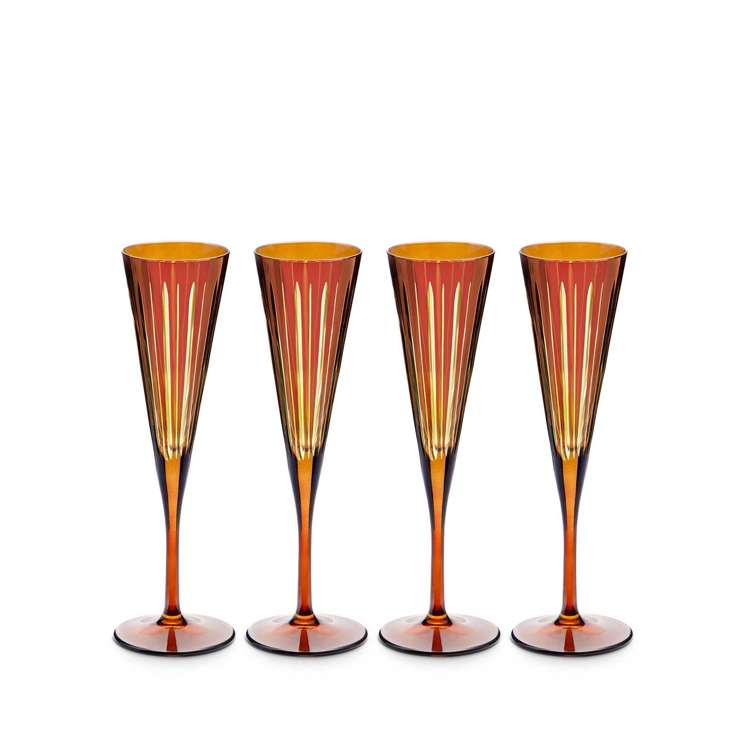 L'Objet Prism Champagne Flutes Amber Set of 4 PS2040, 810009649588