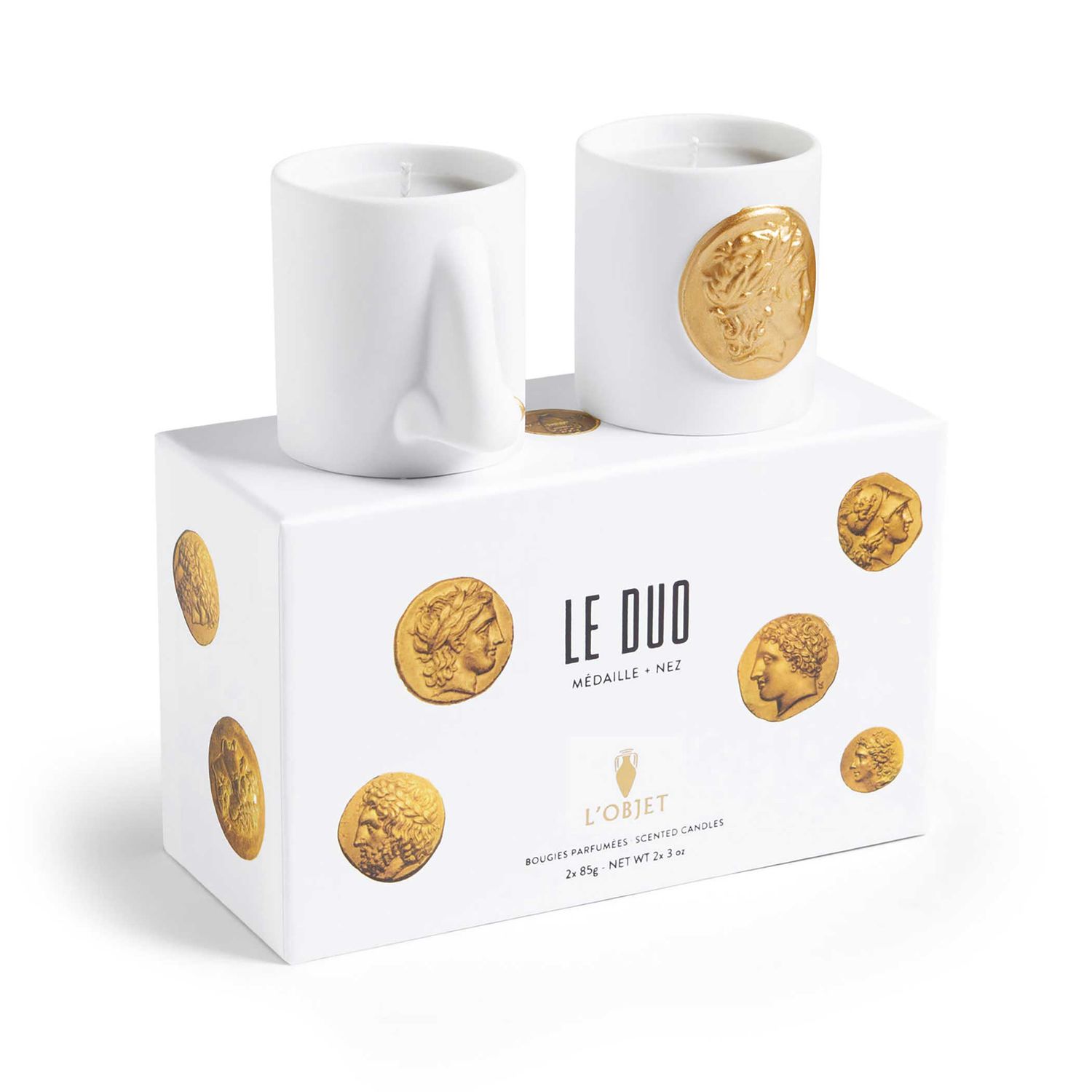 L'Objet Le Duo Medaille Nez Candles Small Set of 2 C239GS, 810009649892