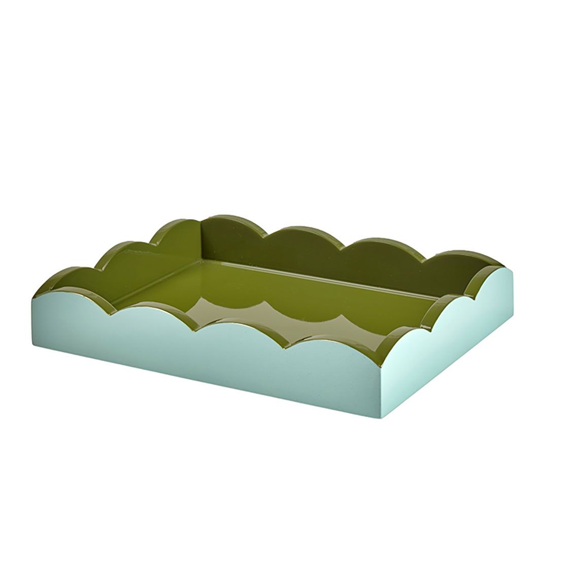 Addison Ross London 11x8 Scalloped Tray Eau De Nil Khaki TR6252, 5024043196167