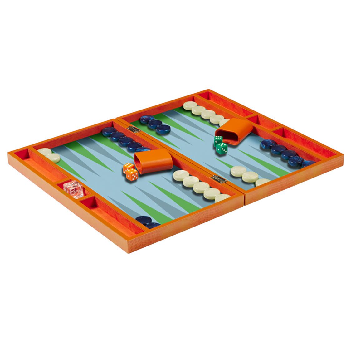Addison Ross London Lacquer Backgammon Orange Croc BG0003, 5024043201755
