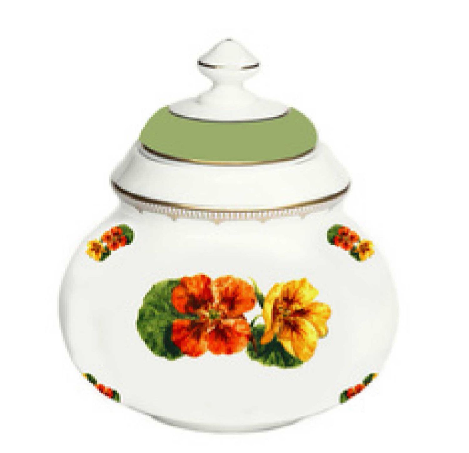Halcyon Days Shell Garden Floral Nasturtium Sugar Pot BCSGN09SBG, 5055273110746